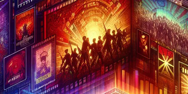 A modern digital interface for an adult film platform featuring vibrant thumbnails and elements of Japanese AV cinema.