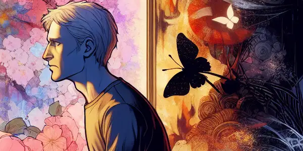 A split scene illustrating contrasting emotions: serenity and joy on one side, confusion and despair on the other.